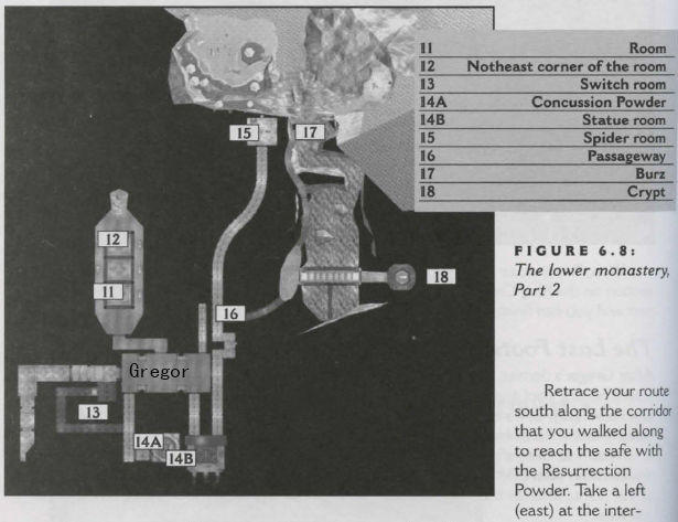 修道院底层（第二部分）地图（出自游戏官方攻略本）