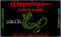 MORDORCHARGE CARD 和版权页为网络图片，笔者自己目前未能收藏到《巫术4》APPLE II 原版游戏，甚为遗憾。