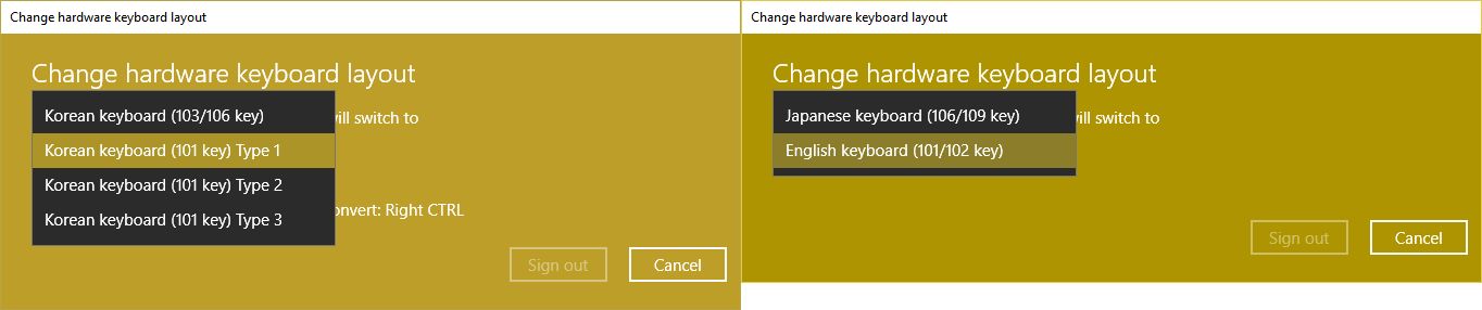 微软韩语输入法和微软日语输入法对键盘的兼容性就非常好，二者都只需要 ANSI 键盘即可