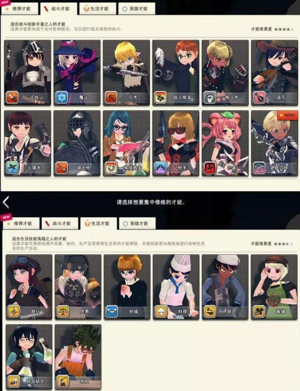 新增的才能系统